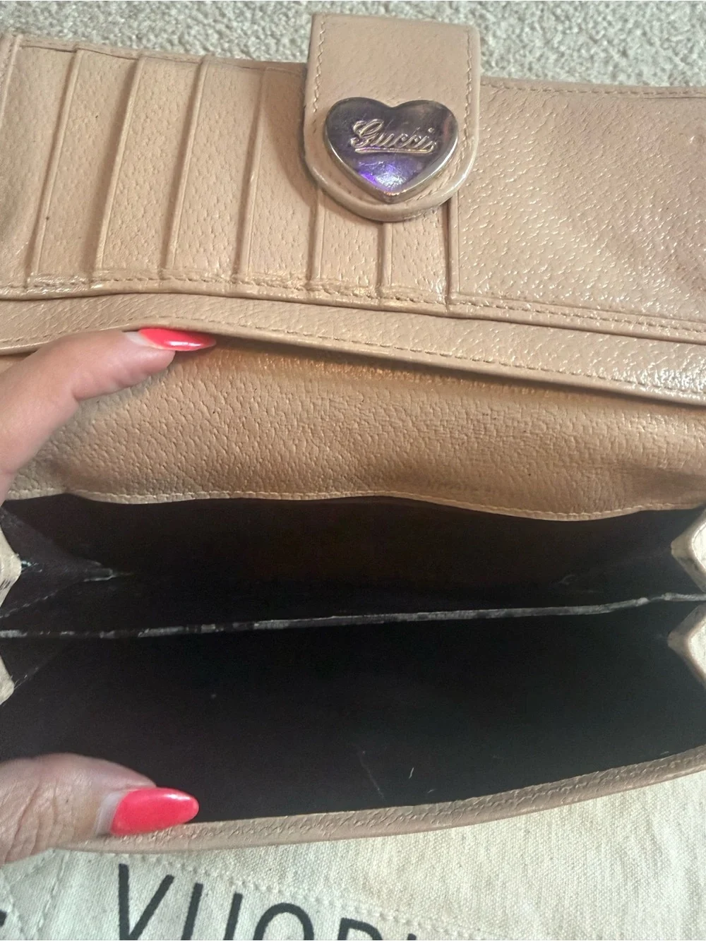 Gucci Pink and Gold GG Heart Snap Continental Wallet